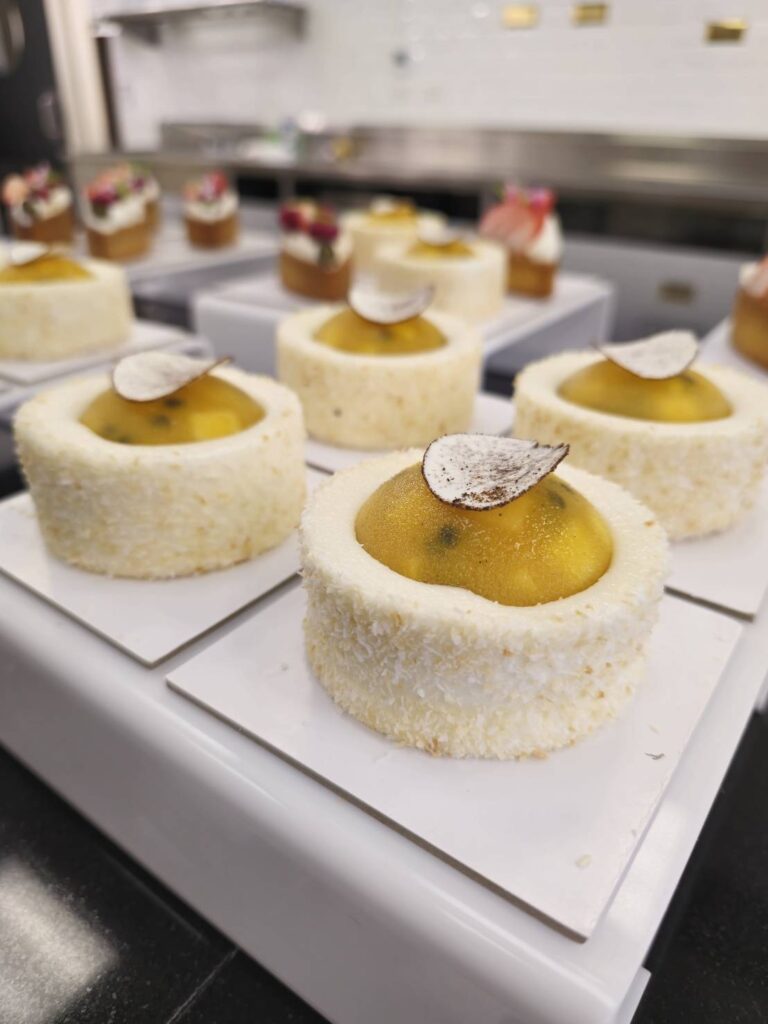 summer petits gateaux peach coconut